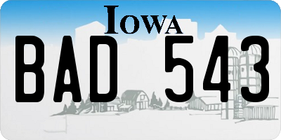 IA license plate BAD543