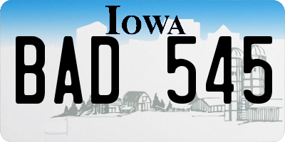 IA license plate BAD545