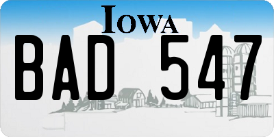 IA license plate BAD547