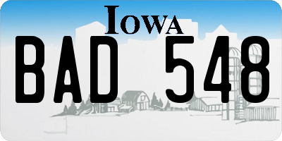 IA license plate BAD548