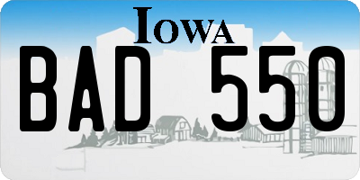 IA license plate BAD550