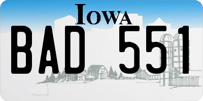 IA license plate BAD551