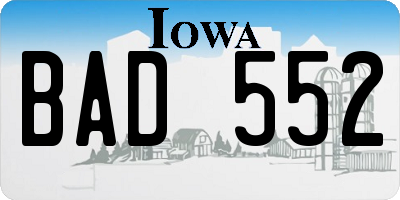 IA license plate BAD552