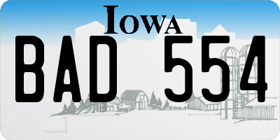 IA license plate BAD554