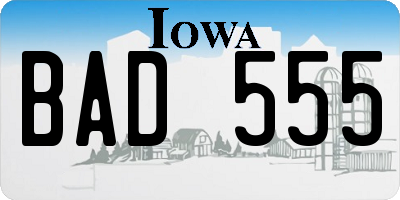 IA license plate BAD555