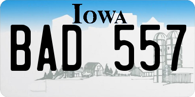 IA license plate BAD557