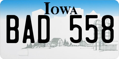 IA license plate BAD558