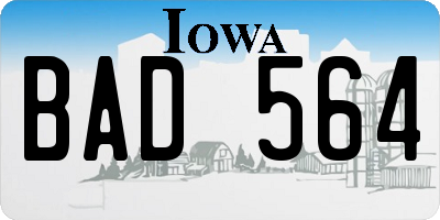 IA license plate BAD564