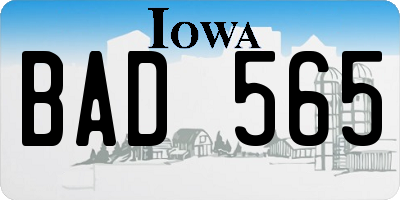 IA license plate BAD565