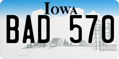 IA license plate BAD570
