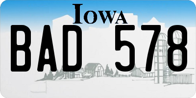 IA license plate BAD578