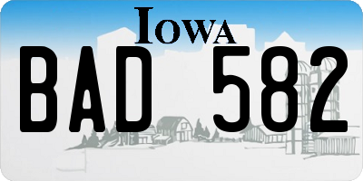 IA license plate BAD582