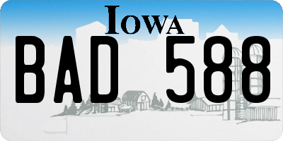 IA license plate BAD588