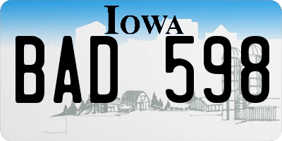 IA license plate BAD598