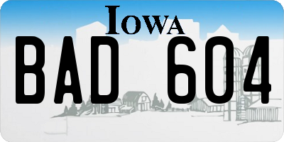 IA license plate BAD604