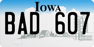 IA license plate BAD607