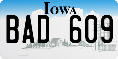 IA license plate BAD609