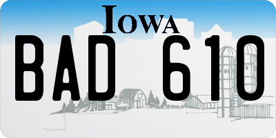 IA license plate BAD610