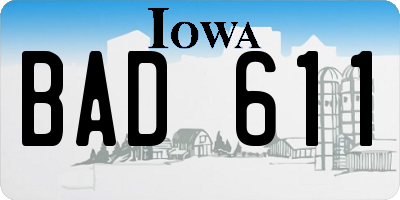 IA license plate BAD611
