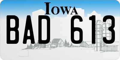 IA license plate BAD613
