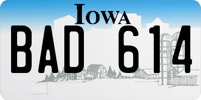 IA license plate BAD614