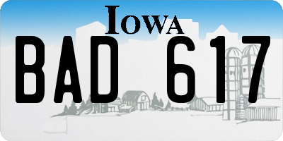 IA license plate BAD617