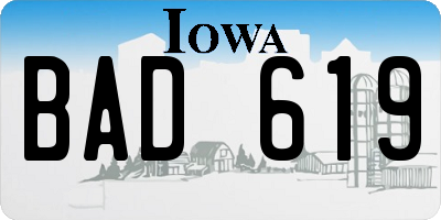 IA license plate BAD619
