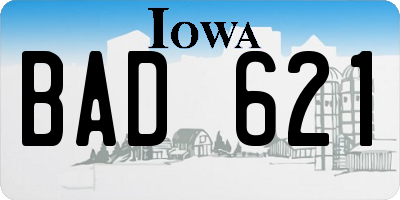 IA license plate BAD621