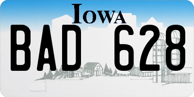 IA license plate BAD628