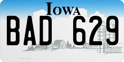 IA license plate BAD629
