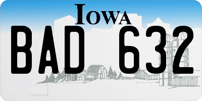 IA license plate BAD632