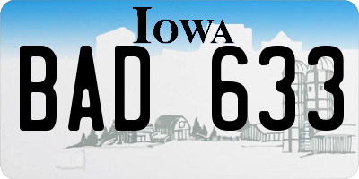 IA license plate BAD633