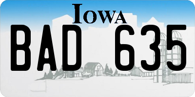 IA license plate BAD635