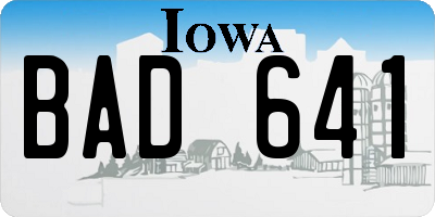 IA license plate BAD641