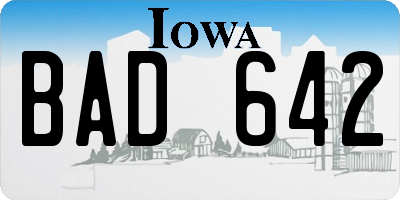 IA license plate BAD642