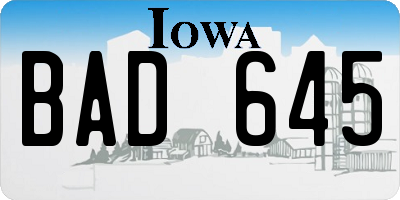 IA license plate BAD645