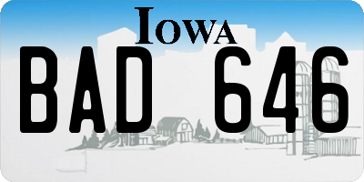 IA license plate BAD646