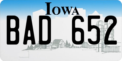 IA license plate BAD652