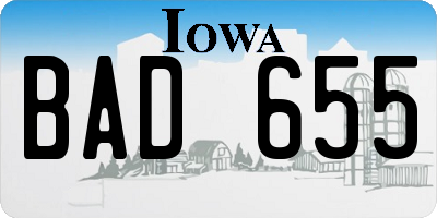 IA license plate BAD655