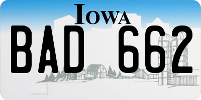 IA license plate BAD662