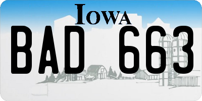 IA license plate BAD663