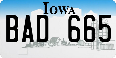 IA license plate BAD665
