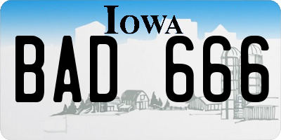 IA license plate BAD666