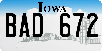 IA license plate BAD672