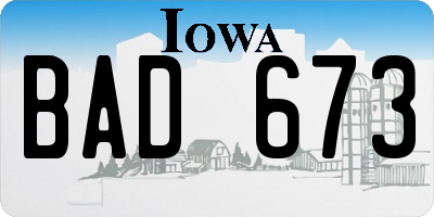 IA license plate BAD673
