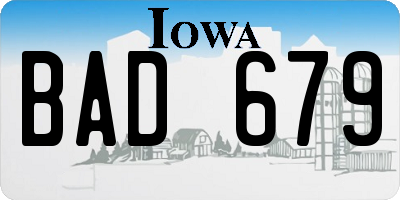 IA license plate BAD679