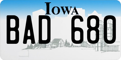 IA license plate BAD680