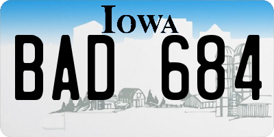 IA license plate BAD684