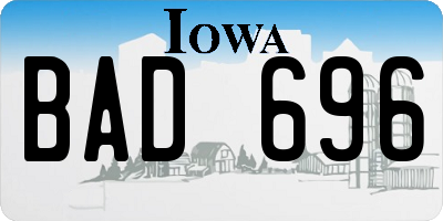 IA license plate BAD696