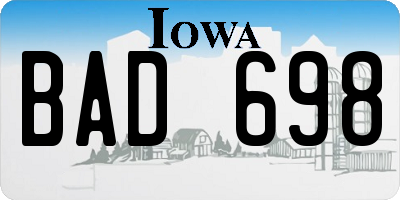 IA license plate BAD698
